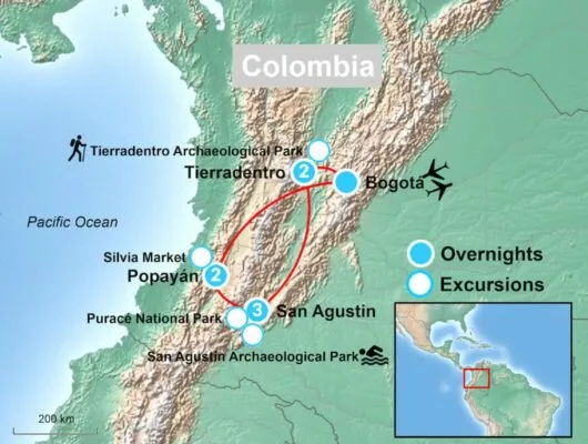 Colombia Archaeology Tour Map