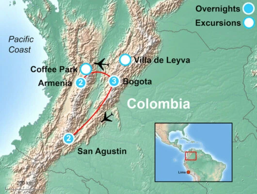 Tour Map of Colombia Highlights