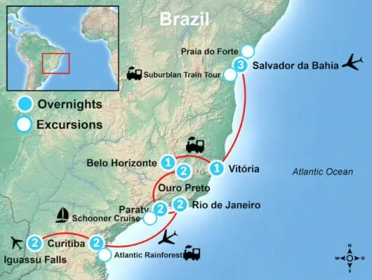 Complete Brazil Train Tour Map