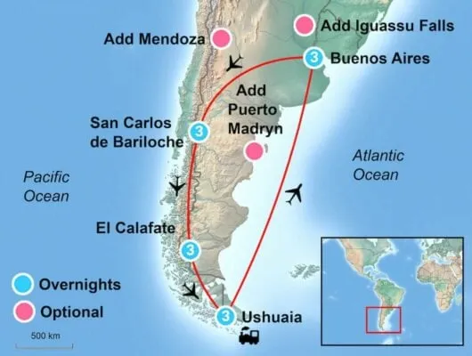 Best of Argentina itinerary Map