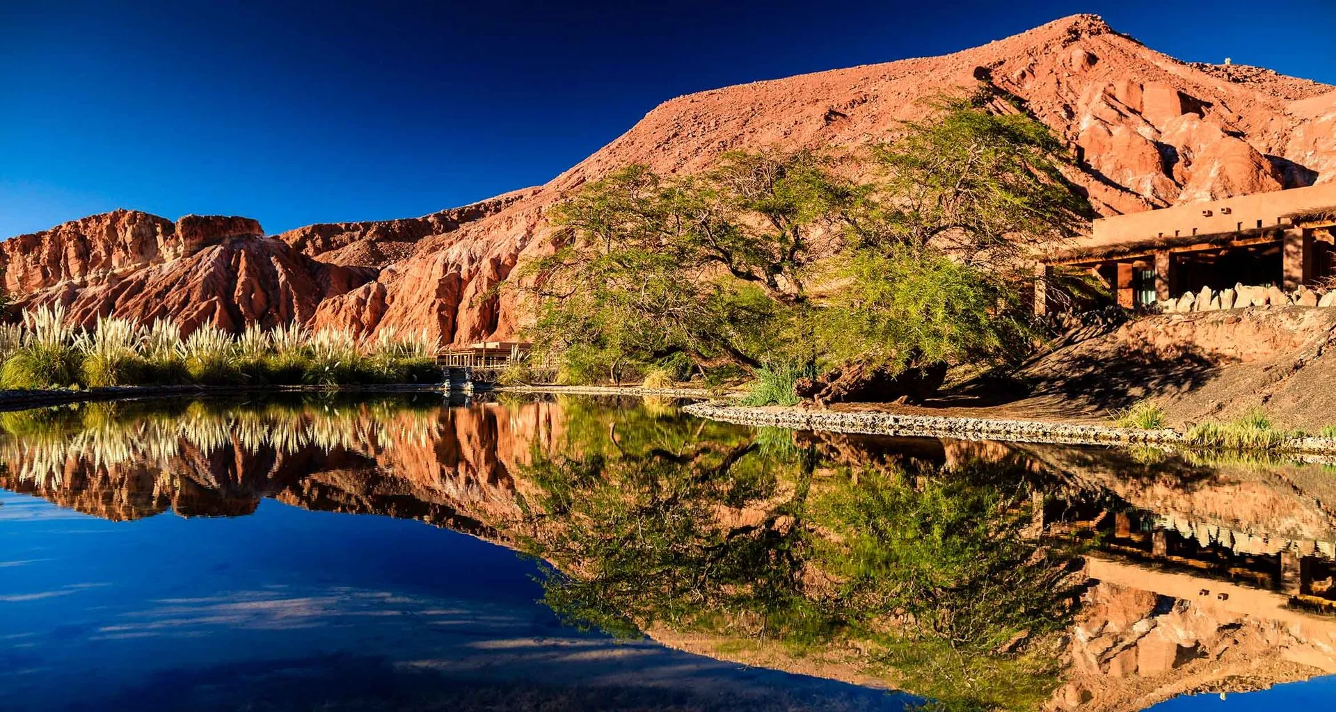 Hotel on shore of lake