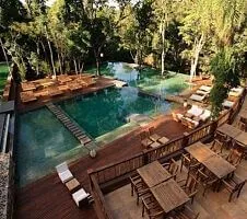 modern pool area of hotel