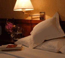 Pillow and bed of hotel room