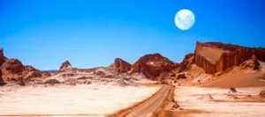 Full moon hangs over Atacama Desert