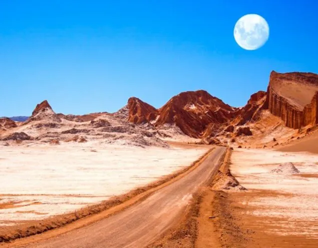 Full moon hangs over Atacama Desert