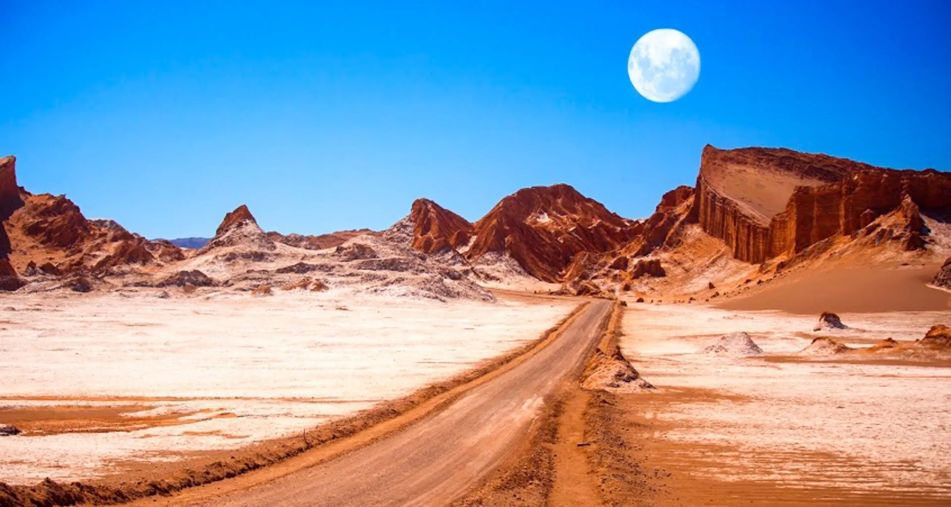 Full moon hangs over Atacama Desert