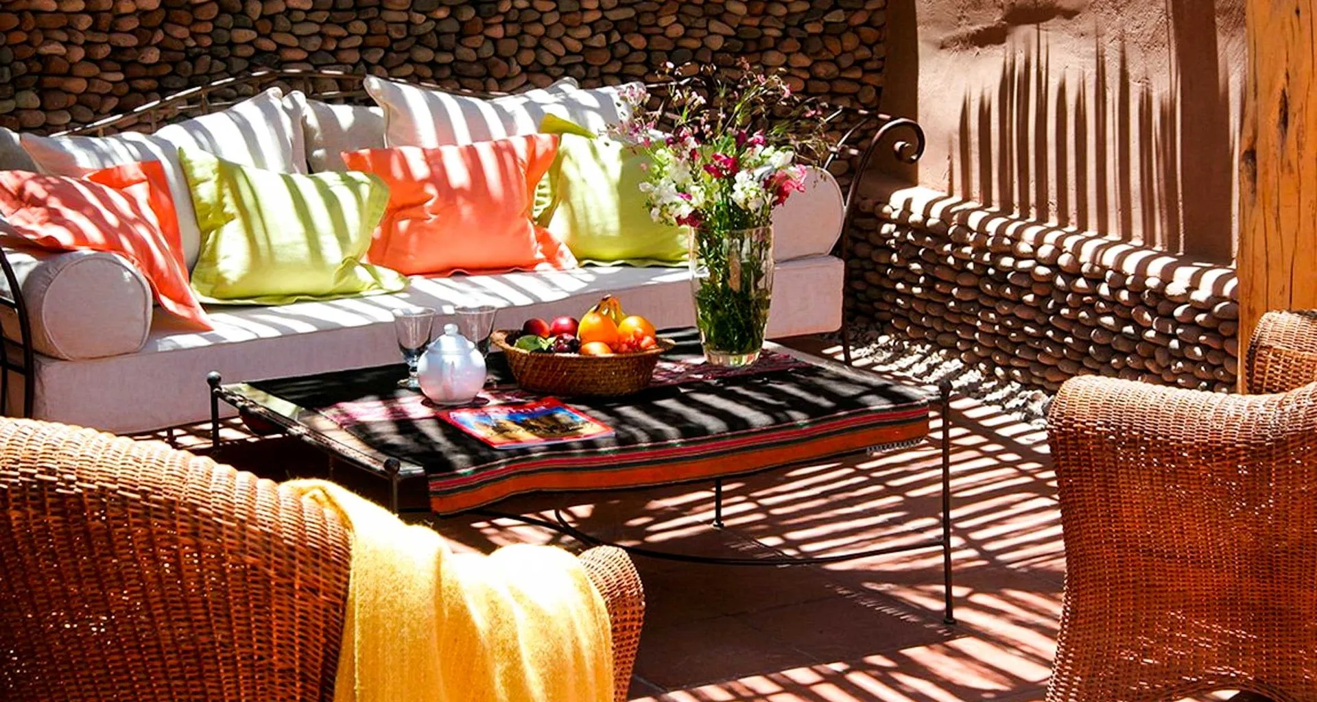 Outdoor couch and chairs at Awasi Atacama Lodge