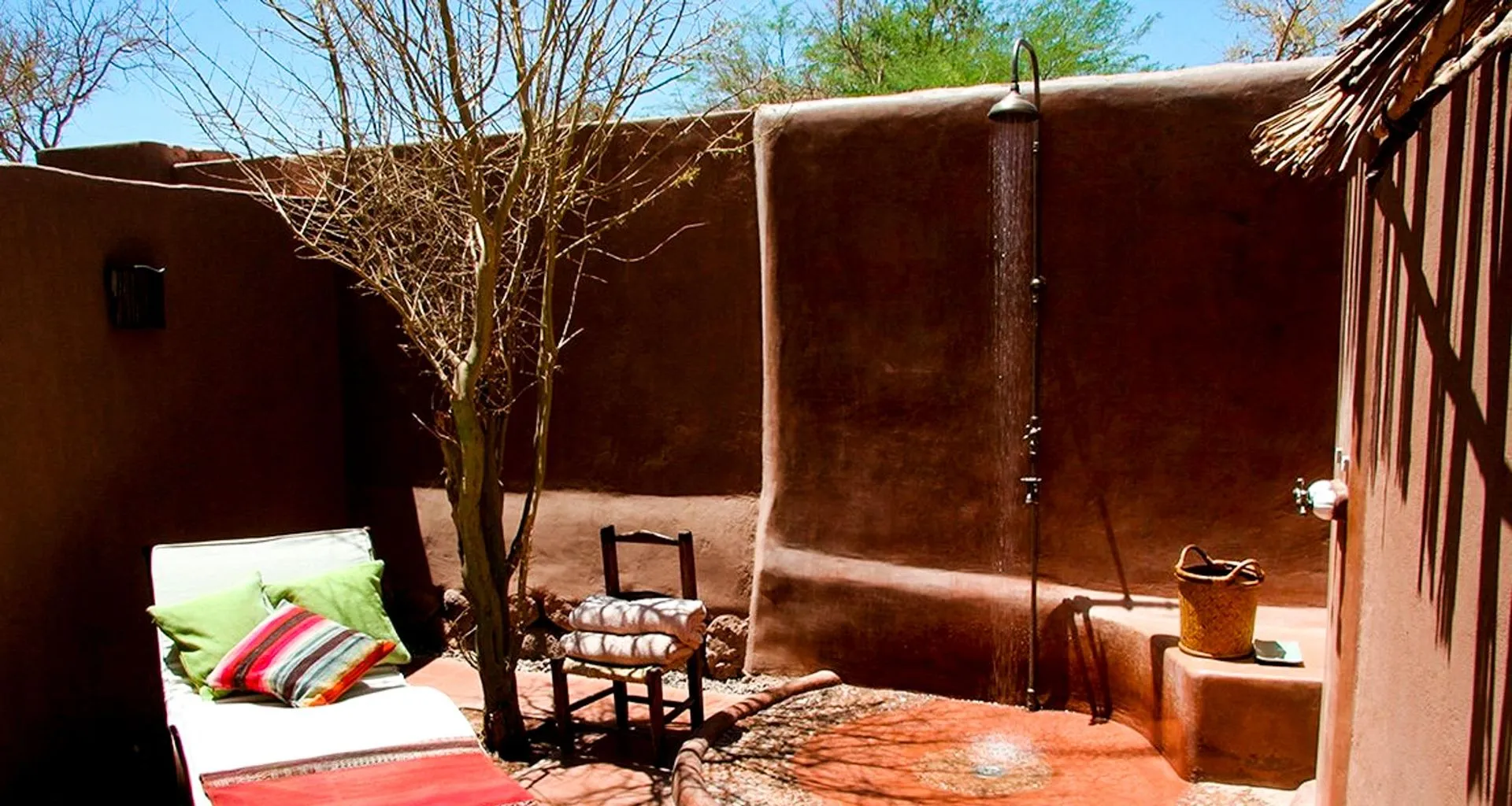 Outdoor shower at Awasi Atacama Lodge
