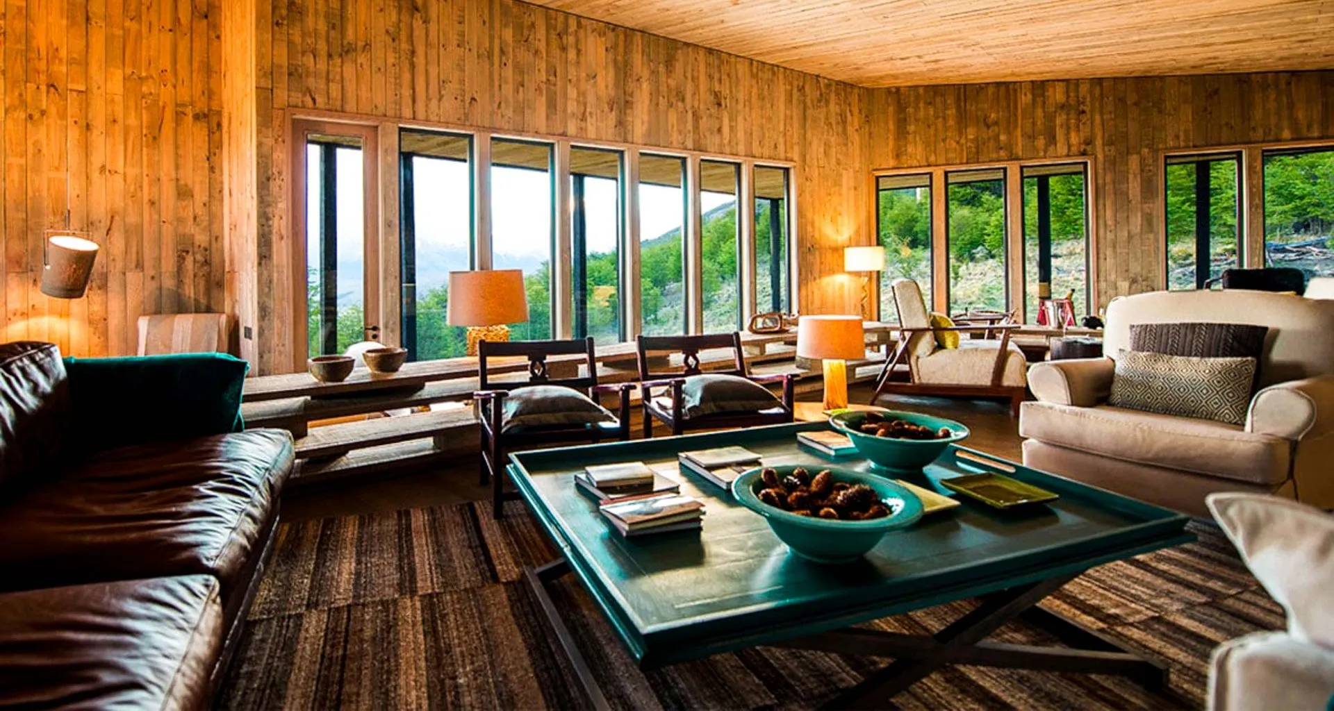Lounge area of Awasi Patagonia Lodge