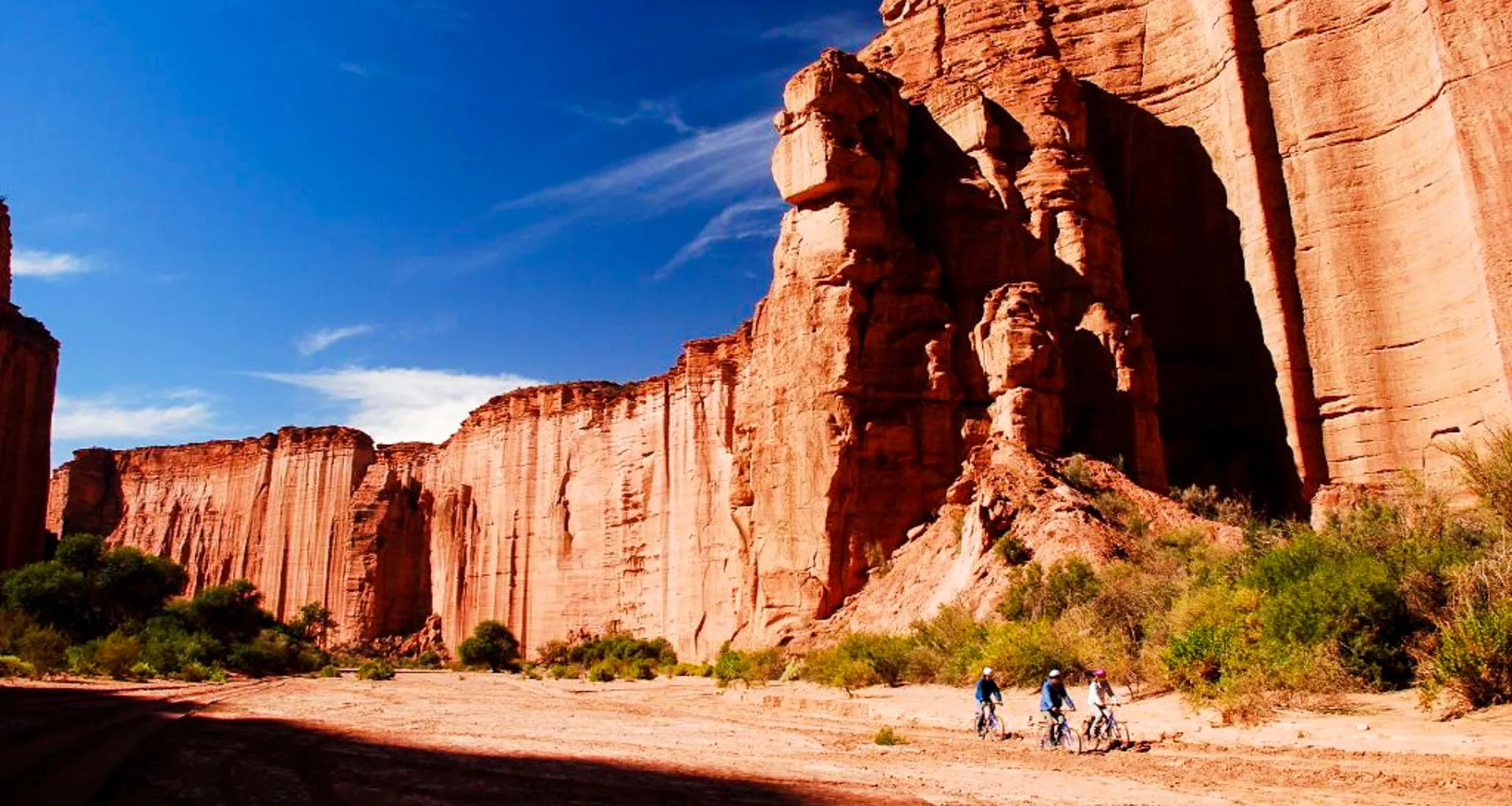 Group of bicycles ride through canyon