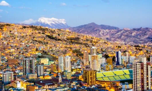 Bolivia city lit at night