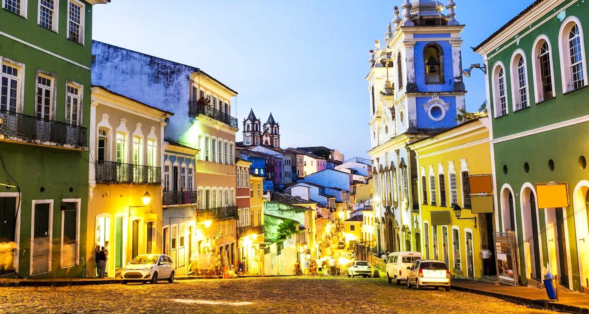 Cobbled Brazil street at twilight