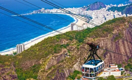 Cable car descends over Rio de Janeiro
