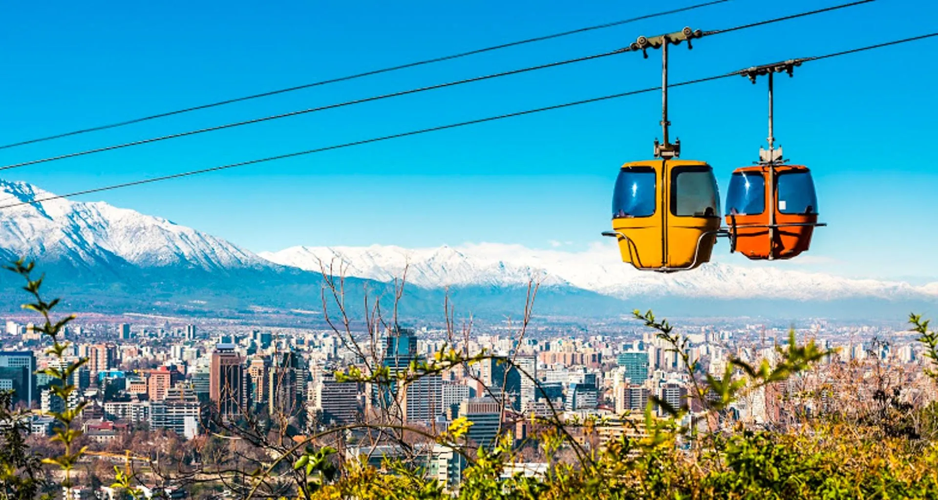 Cable cars above Santiago, Chile