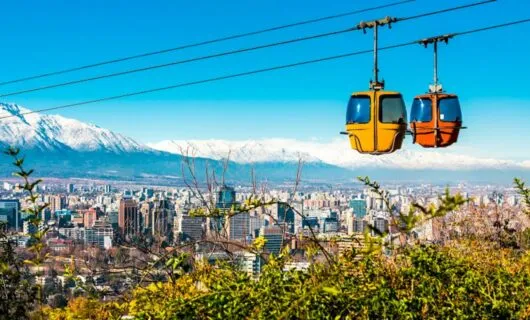 Cable cars above Santiago, Chile