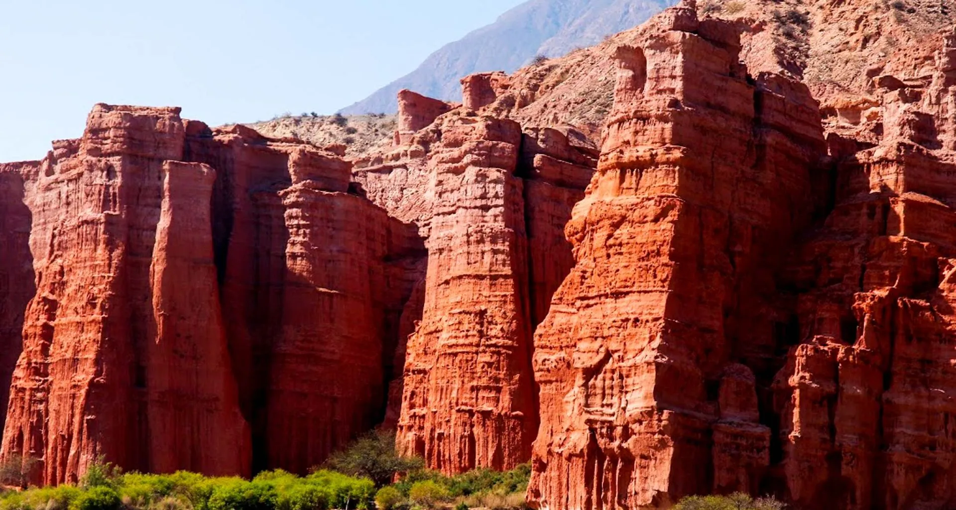 Red canyon wall in South America