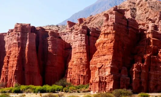 Red canyon wall in South America