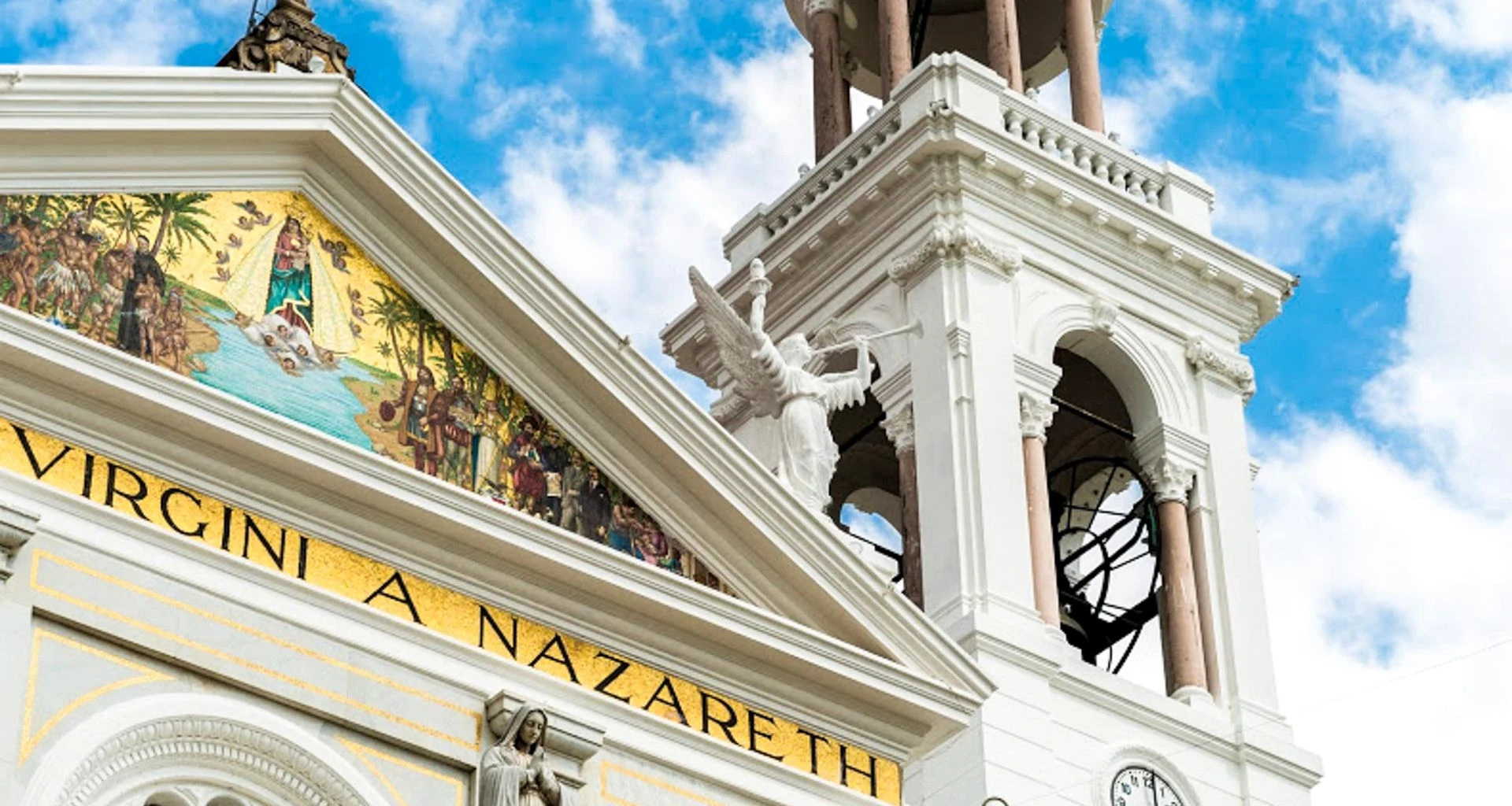 Roofline of cathedral against blue sky