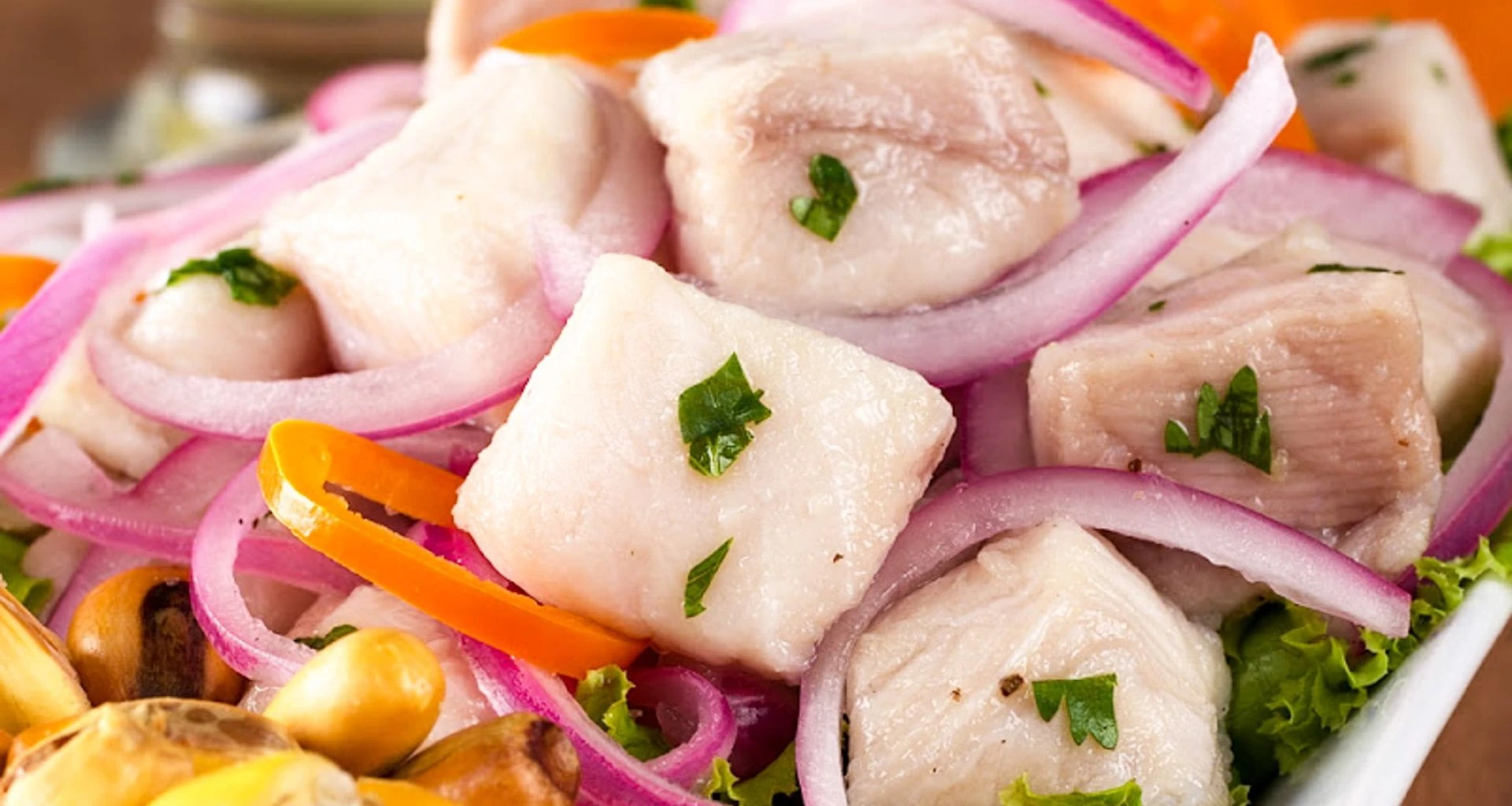 Ceviche meal close-up