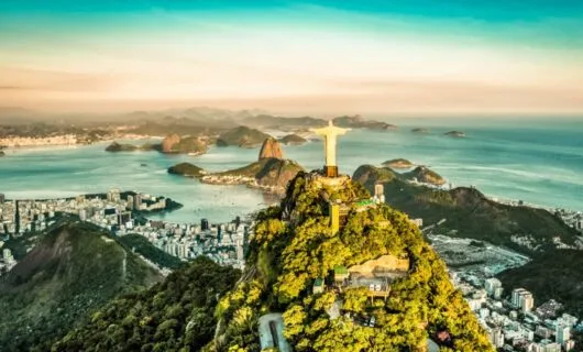 Aerial view of Christ the Redeemer in Rio de Janeiro