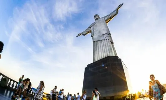 View of Christ the Redeemer from the base upward
