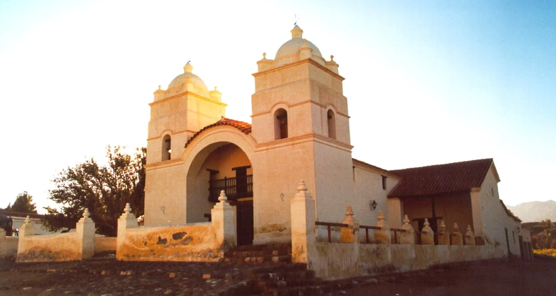 South America church at sunset