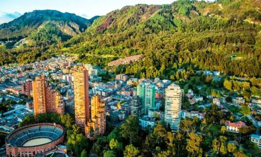 Aerial view of South America city