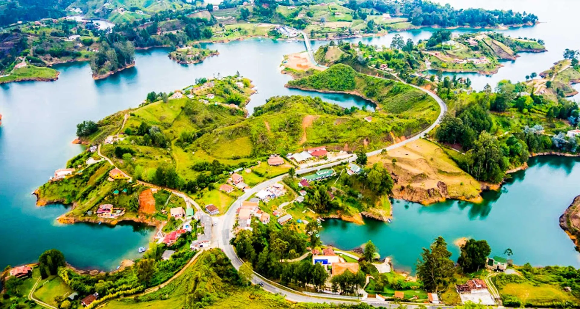 Aerial view of Colombia lakes