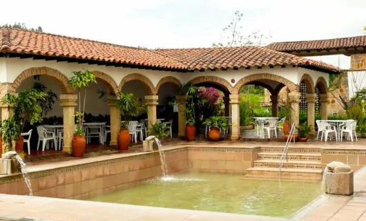 Fountain in courtyard of Colombia villa