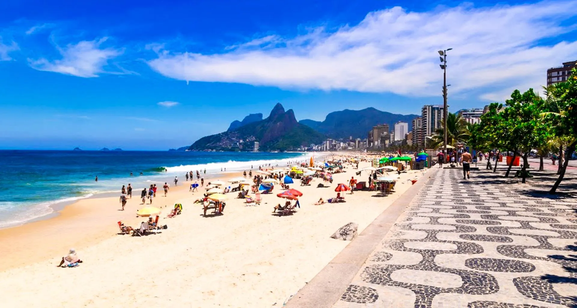 Beach-goers at Copacabana