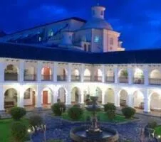 exterior of the white monasterio hotel