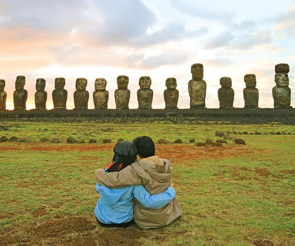 honeymooners at Easter Island Chile as they enjoy their South America Honeymoon