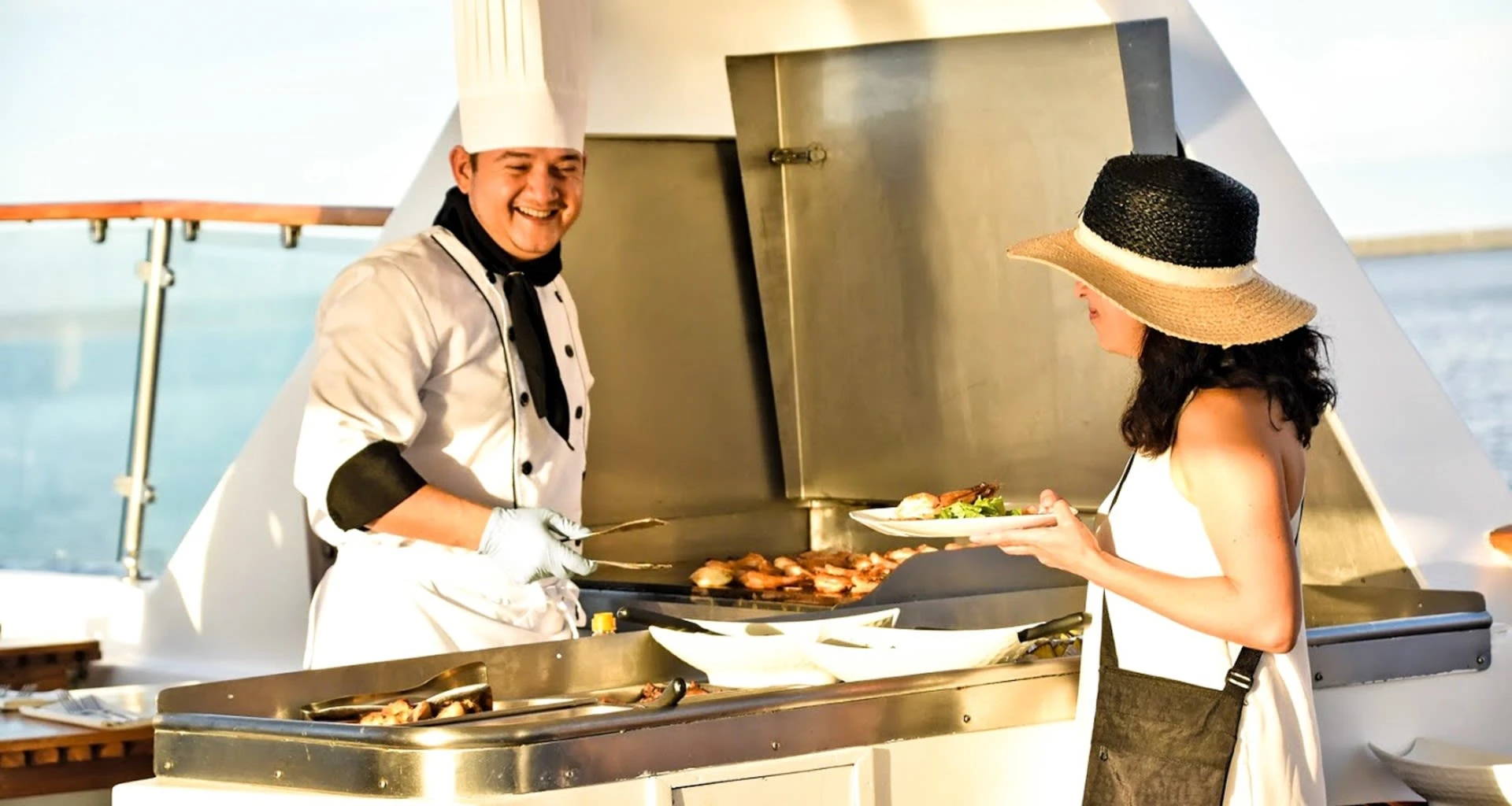 Chef offers food from grill to cruise traveler