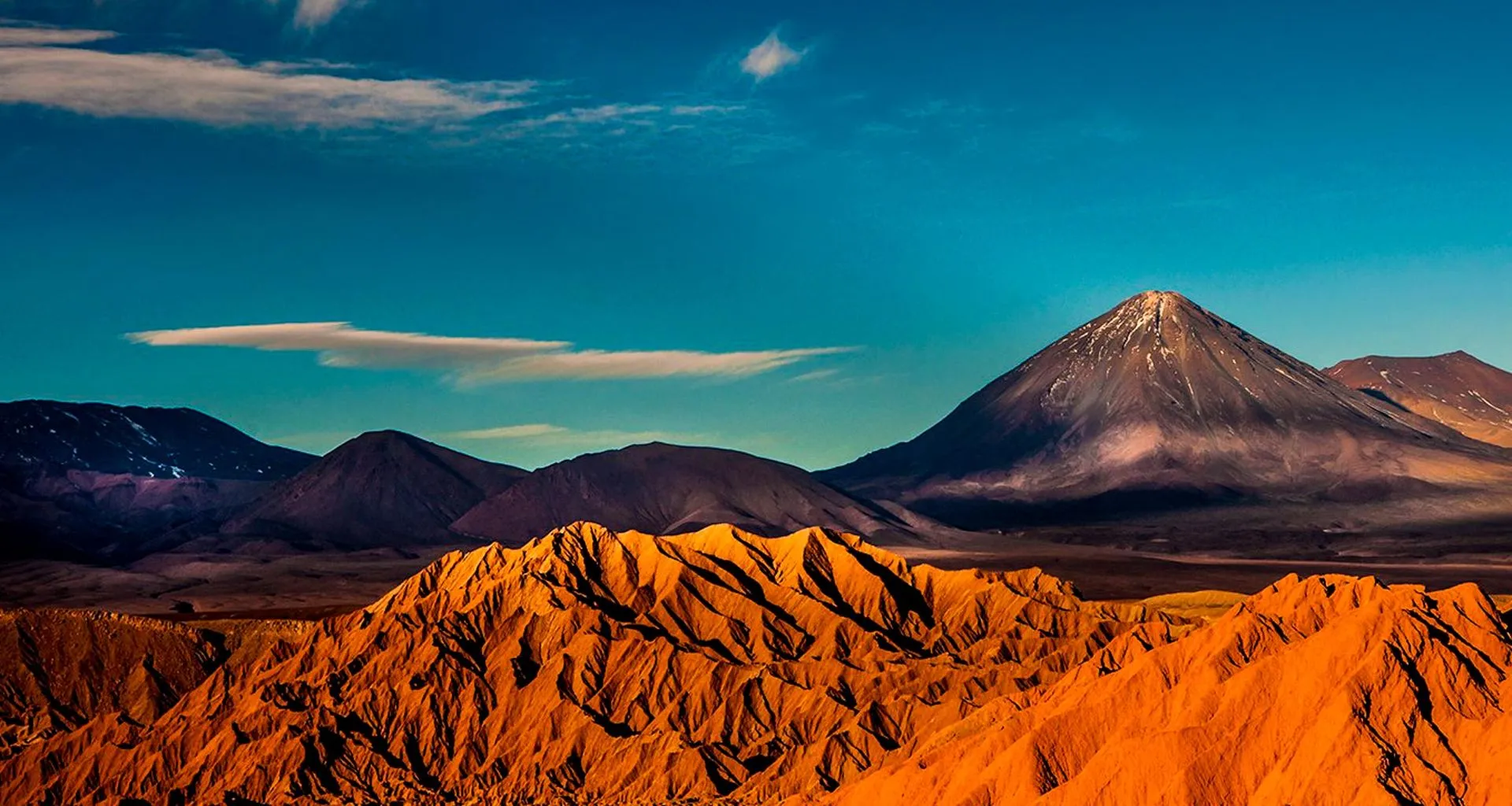 Desert mountains under low angle sun