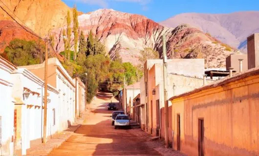 Desert town road in South America