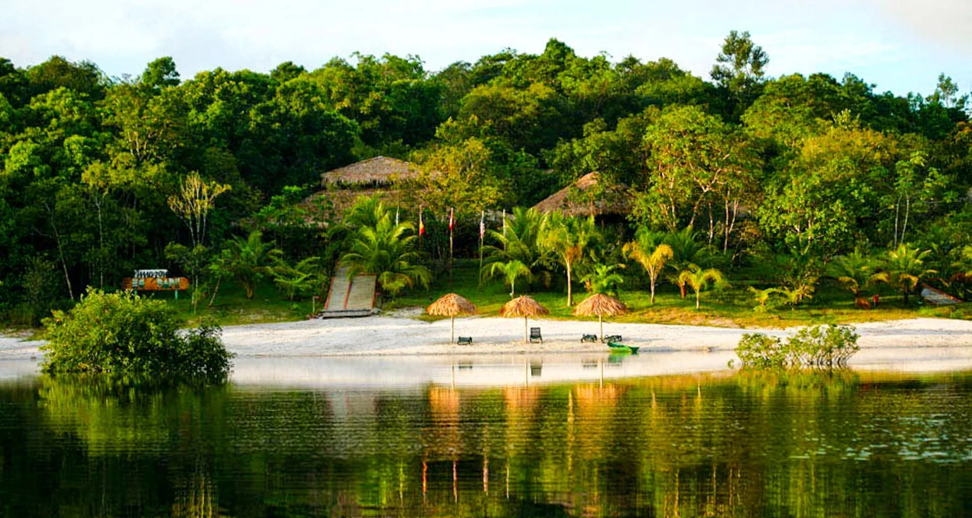Beach in front of Amazon Ecopark Jungle Lodge