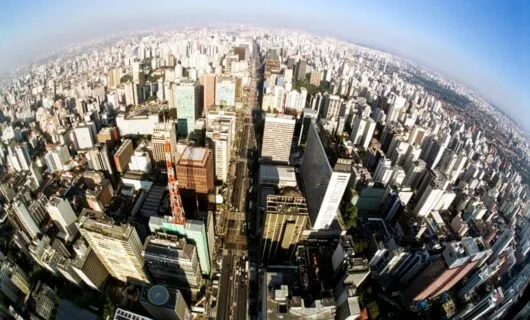 Aerial fisheye view of Brazil city