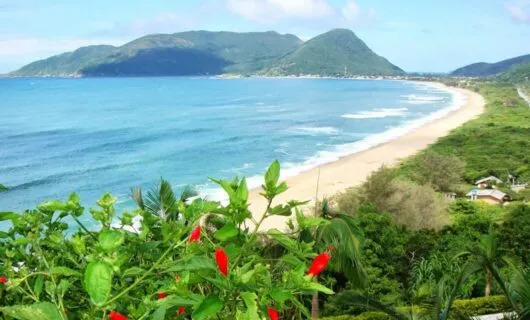 view of florianopolis beach and distant hills