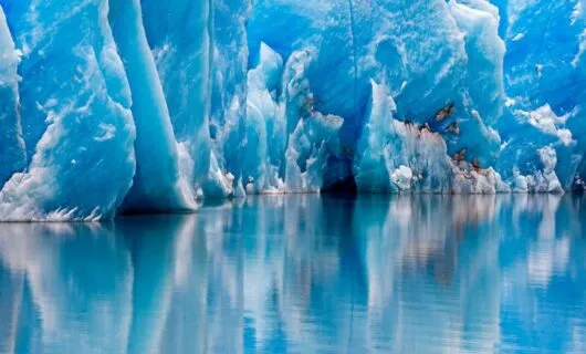 Base of glacier in icy water