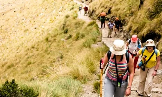 Hikers trek the Inca Trail
