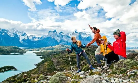 Hikers strike silly pose