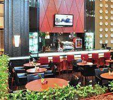 Inside dining area of the Hotel Radisson in Curitiba Brazil