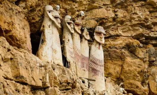 Karajia sarcophagi in cliffside of Peru
