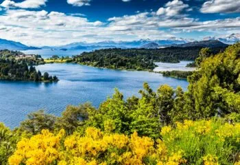 Aerial view of Lake Victoria in Bariloche, Argentina