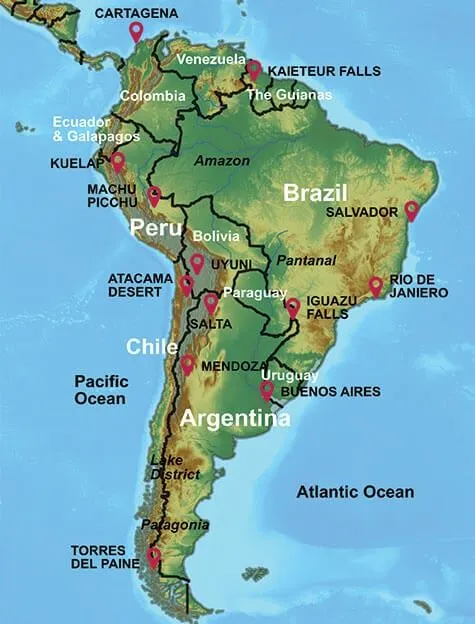 map of south america