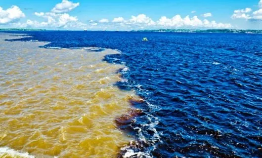 Line between colors at the Meeting of the Waters