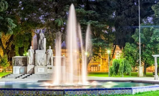 Fountain in Mendoza City plaza