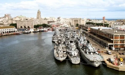 Aerial view of Montevideo harbor