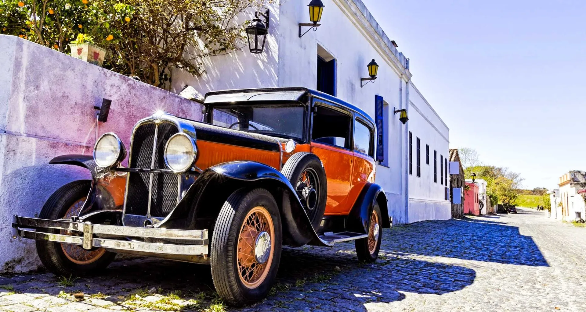 Old car parked on Uruguay street