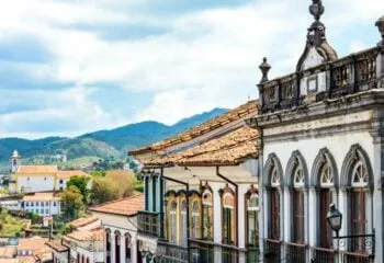 Facades of houses that compose the architectural ensemble of the city of Ouro Preto